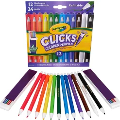 Crayola  12 Ct & 24 Refills CLICKS Mechanical Colored Pencils