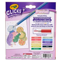 Crayola 12 Ct & 24 Refills CLICKS Mechanical Colored Pencils, Pastel