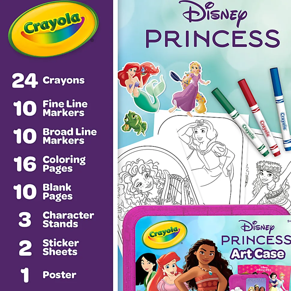 Crayola Disney Princess Art Case, 75 Art Supplies for Girls & Boys, Art Kit for Kids, Coloring Set, Gift for Girls & Boys, 5+