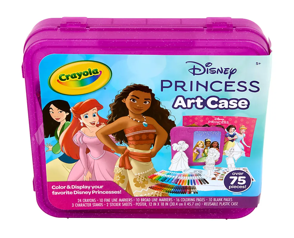 Crayola Disney Princess Art Case, 75 Art Supplies for Girls & Boys, Art Kit for Kids, Coloring Set, Gift for Girls & Boys, 5+