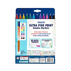 Crayola® Doodle & Draw Markers, Ultra Fine Point, Assorted Colors, Pack Of 12 Markers