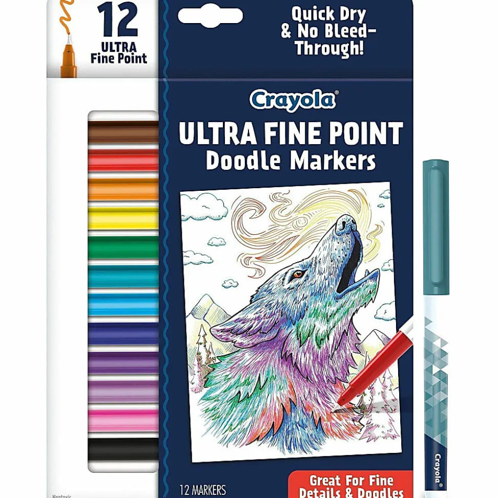 Crayola® Doodle & Draw Markers, Ultra Fine Point, Assorted Colors, Pack Of 12 Markers