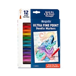 Crayola® Doodle & Draw Markers, Ultra Fine Point, Assorted Colors, Pack Of 12 Markers