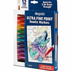 Crayola® Doodle & Draw Markers, Ultra Fine Point, Assorted Colors, Pack Of 12 Markers