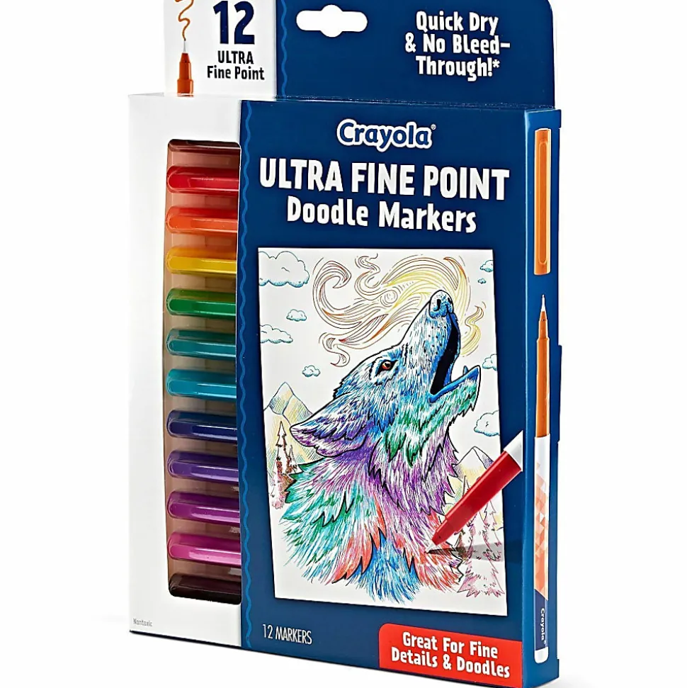 Crayola® Doodle & Draw Markers, Ultra Fine Point, Assorted Colors, Pack Of 12 Markers
