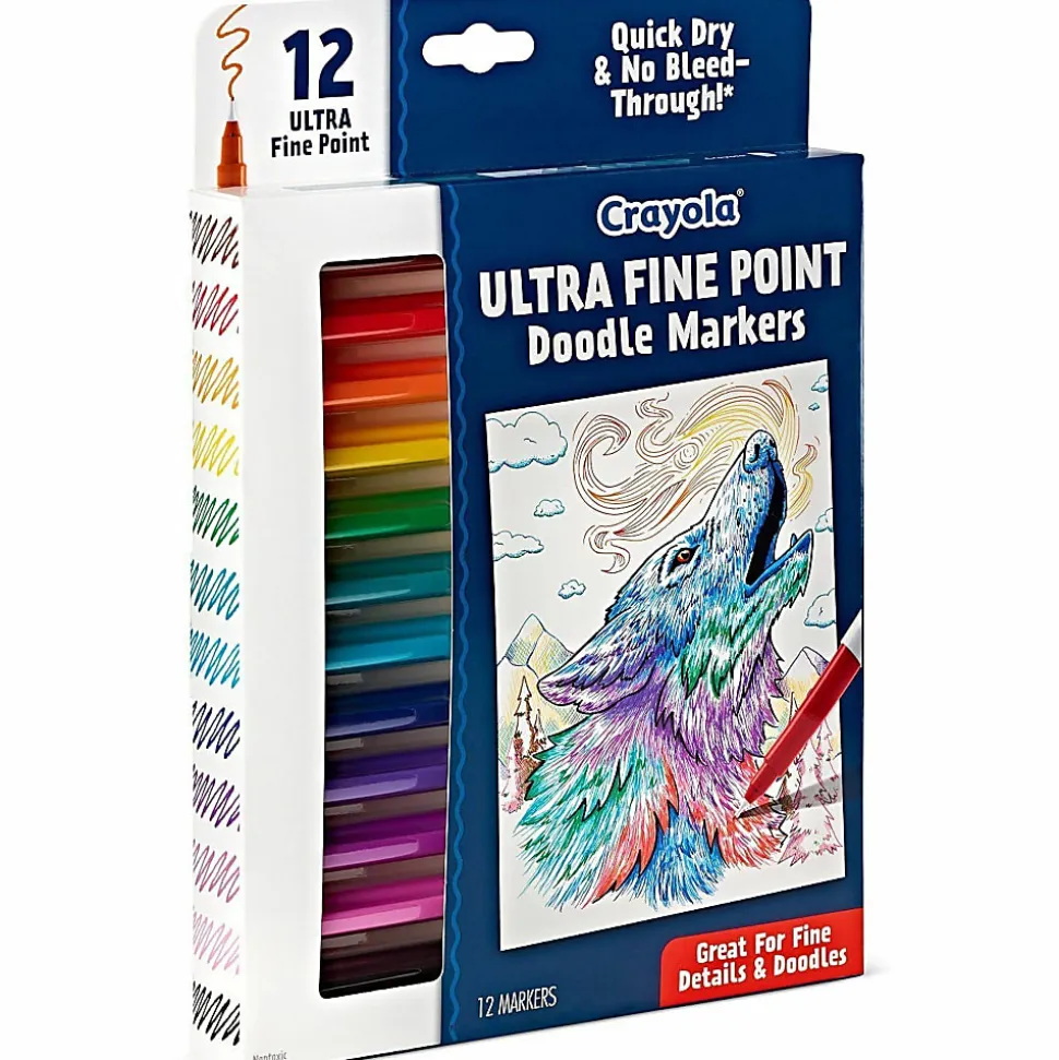 Crayola® Doodle & Draw Markers, Ultra Fine Point, Assorted Colors, Pack Of 12 Markers