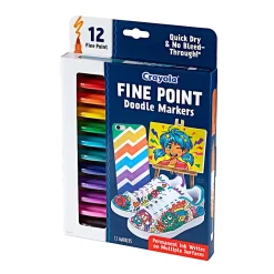 Crayola® Doodle Markers, Fine Point, Assorted Barrel Colors/Multicolor Ink, Pack Of 12 Markers