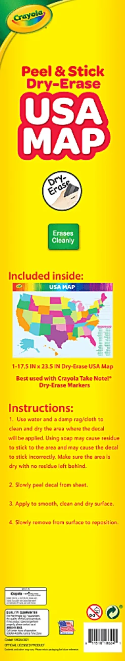 Crayola Dry-Erase USA Map, 23-1/2" x 17-1/2"
