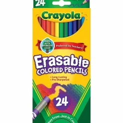 Crayola® Erasable Colored Pencils, Assorted Colors, Pack Of 24 Colored Pencils