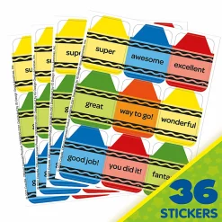 Crayola® Giant Stickers, 1-5/16” x 1-3/4”, Multicolor, Pack Of 36 Stickers