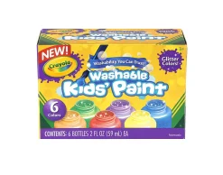 Crayola® Kids Washable Glitter Paint, 2 Oz, Pack Of 6, Assorted Colors