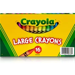 Crayola Large Crayons, Classic Colors, 16 Per Pack, Set Of 6 Packs