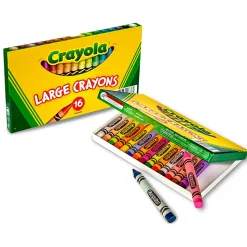 Crayola Large Crayons, Classic Colors, 16 Per Pack, Set Of 6 Packs