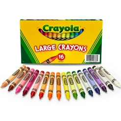 Crayola Large Crayons, Classic Colors, 16 Per Pack, Set Of 6 Packs