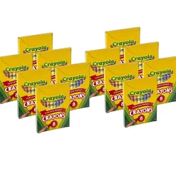 Crayola® Large Crayons, 4" x 7/16", Assorted Colors, 8 Crayons Per Box, Set Of 12 Boxes