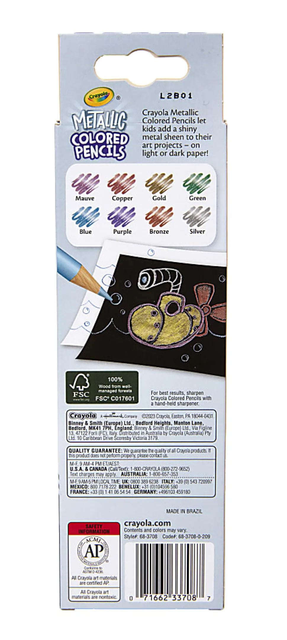 Crayola® Metallic Color Pencils, Assorted Colors, Box Of 8 Color Pencils