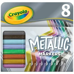 Crayola® Metallic Markers, Bullet Point, Assorted Colors, Pack Of 8