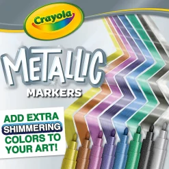 Crayola® Metallic Markers, Bullet Point, Assorted Colors, Pack Of 8