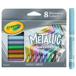 Crayola® Metallic Markers, Bullet Point, Assorted Colors, Pack Of 8