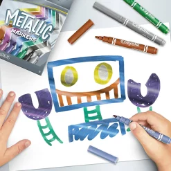 Crayola® Metallic Markers, Bullet Point, Assorted Colors, Pack Of 8