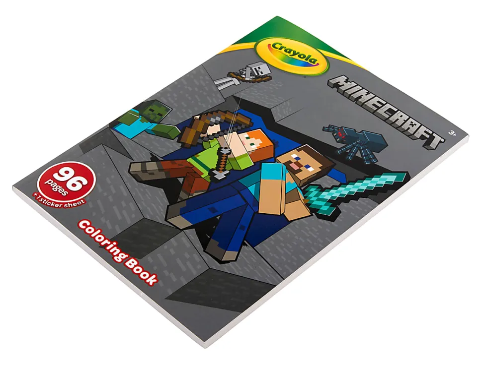 Crayola Minecraft Coloring Book for Kids (96pgs), Includes Minecraft Sticker Sheet, Kids Coloring Pages, Minecraft Gift for Boys & Girls, 3+
