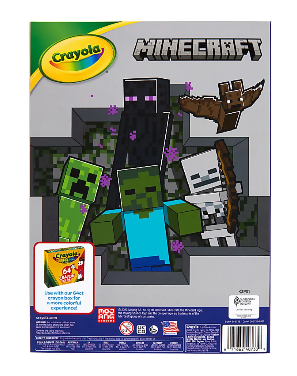 Crayola Minecraft Coloring Book for Kids (96pgs), Includes Minecraft Sticker Sheet, Kids Coloring Pages, Minecraft Gift for Boys & Girls, 3+