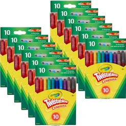 Crayola Mini Twistables Crayons, Mini Size, Assorted Colors, 10 Crayons Per Pack, Set Of 12 Packs