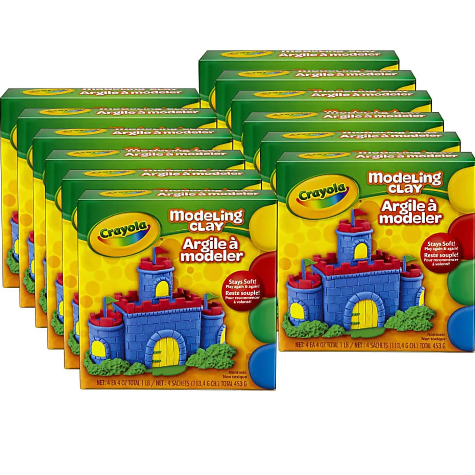 Crayola® Modeling Clay, Assorted Colors, 1 Lb, Set Of 12 Boxes