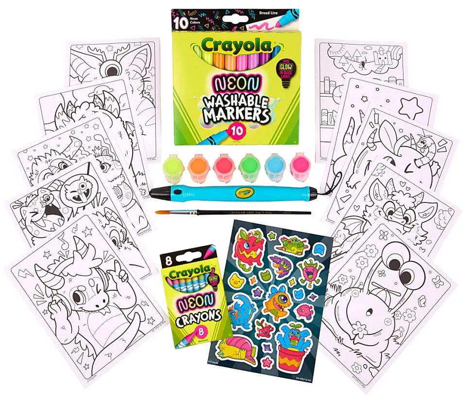 Crayola Neon Art Case (50+pcs), Neon Paint, Neon Markers & Crayons, Kids Glow in the Dark Art Set, Gifts for Boys & Girls, 5+