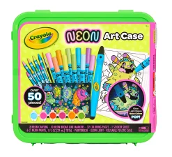 Crayola Neon Art Case (50+pcs), Neon Paint, Neon Markers & Crayons, Kids Glow in the Dark Art Set, Gifts for Boys & Girls, 5+