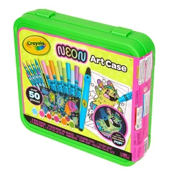 Crayola Neon Art Case (50+pcs), Neon Paint, Neon Markers & Crayons, Kids Glow in the Dark Art Set, Gifts for Boys & Girls, 5+