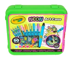 Crayola Neon Art Case (50+pcs), Neon Paint, Neon Markers & Crayons, Kids Glow in the Dark Art Set, Gifts for Boys & Girls, 5+