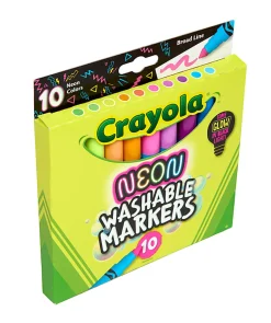 Crayola Neon Marker Set (10ct), Art Markers for Kids, 7 Glow in the Dark Marker Colors, Broad Line, Gift for Kids, Ages 3+
