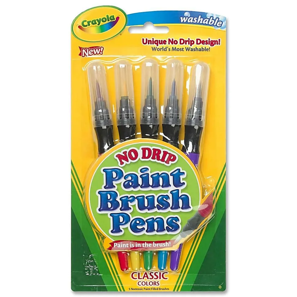 Crayola® Paint Brush Pens, Classic, Assorted Colors, Pack Of 5