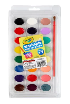 Crayola 24-Pan Washable Watercolor Paint, 2 Oz, Assorted Colors, Pack Of 24 Paint Colors