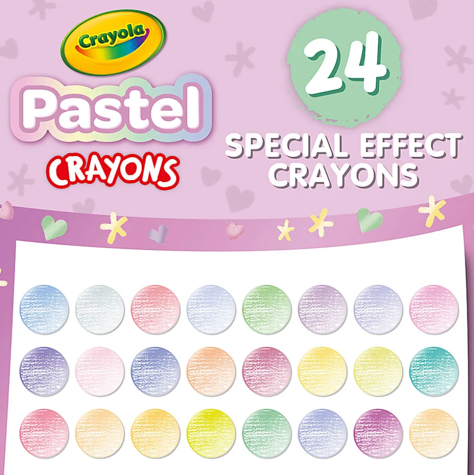 Crayola Pastel Crayons, 3-5/8", Assorted Colors, 24 Crayons Per Pack, Bundle Of 6 Packs