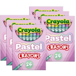 Crayola Pastel Crayons, 3-5/8", Assorted Colors, 24 Crayons Per Pack, Bundle Of 6 Packs
