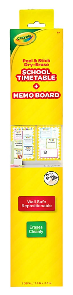 Crayola Peel & Stick Dry-Erase Decals, School Timetable + Memo Sheet, 17-1/2
