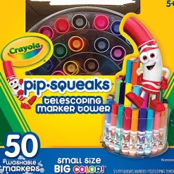 Crayola® Pip-Squeaks Markers With Tower Storage Case, Assorted Colors, Pack Of 50