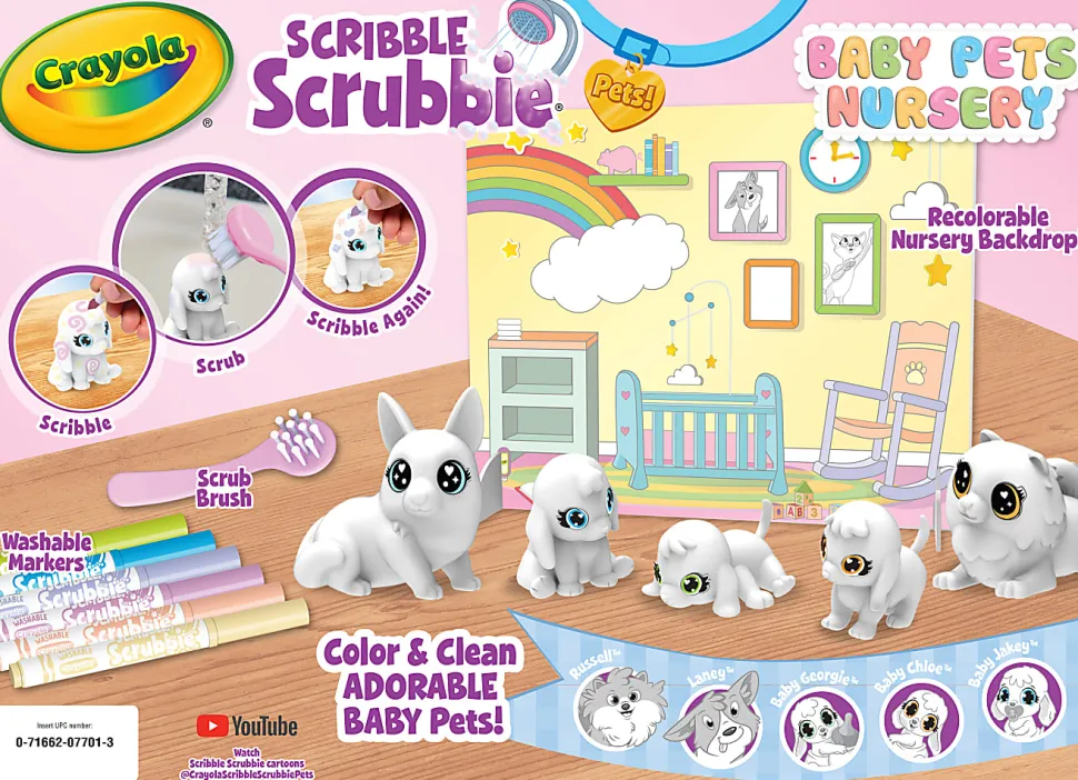 Crayola Scribble Scrubbie Baby Pets, Nursery Playset