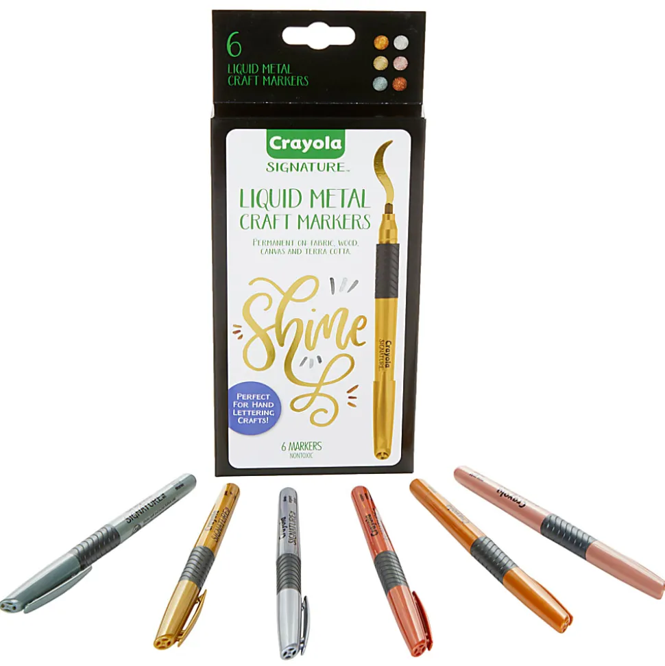 Crayola Signature Liquid Metal Craft Markers, Assorted Colors, Pack Of 6