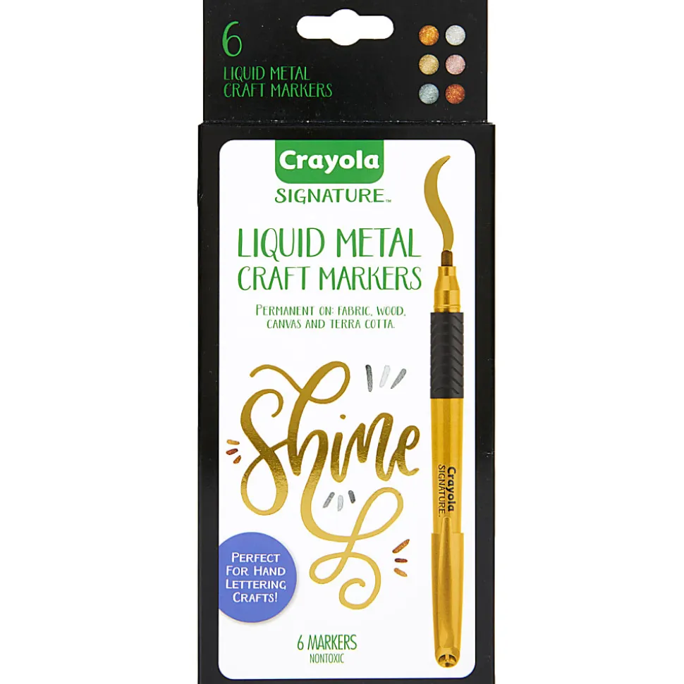 Crayola Signature Liquid Metal Craft Markers, Assorted Colors, Pack Of 6