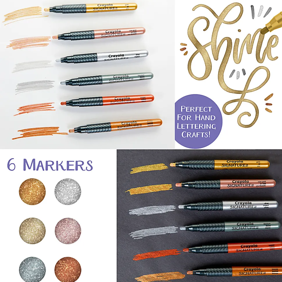 Crayola Signature Liquid Metal Craft Markers, Assorted Colors, Pack Of 6