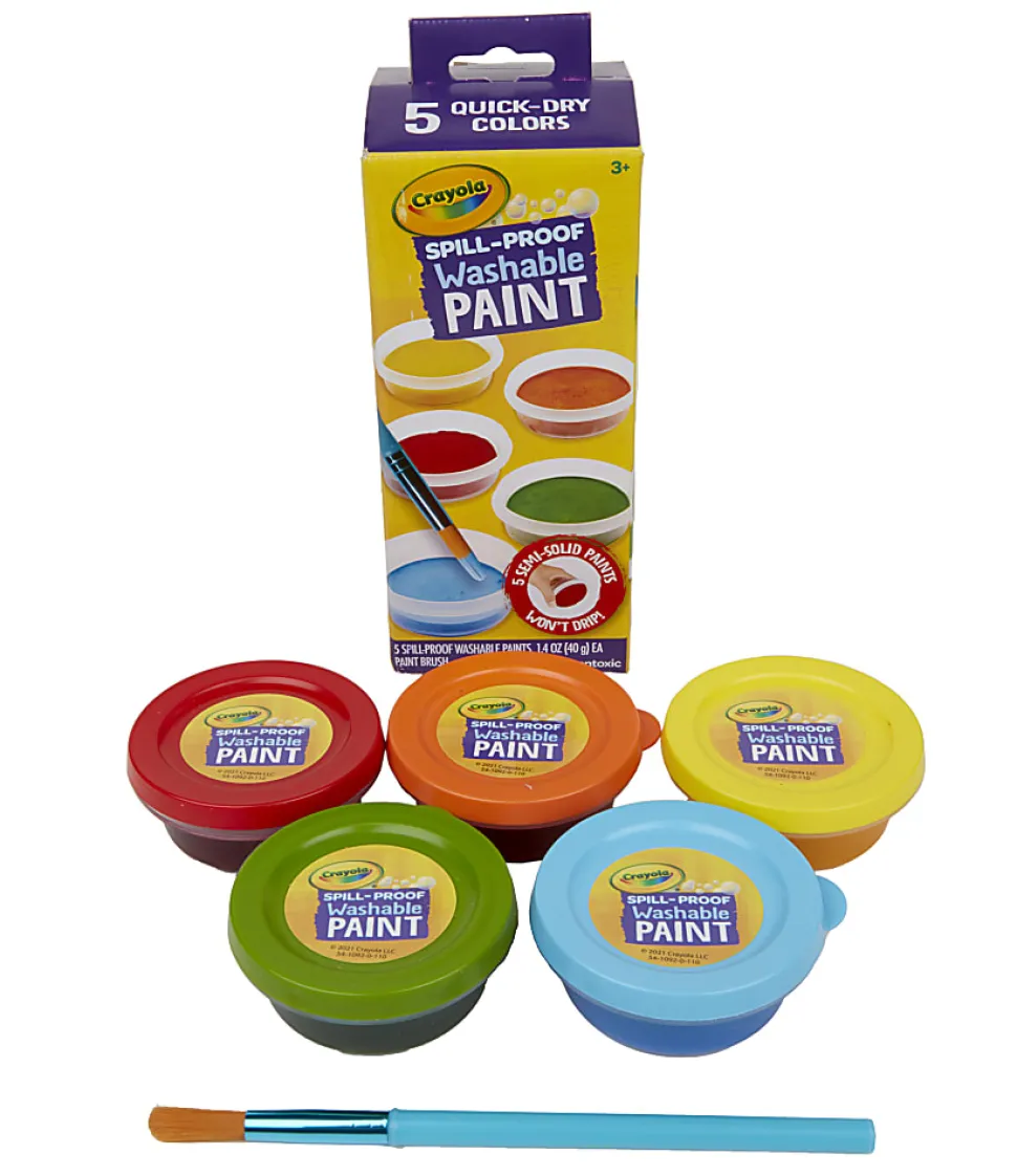 Crayola Spill Proof Washable Paint 5CT SET W/Brush Assorted Colors