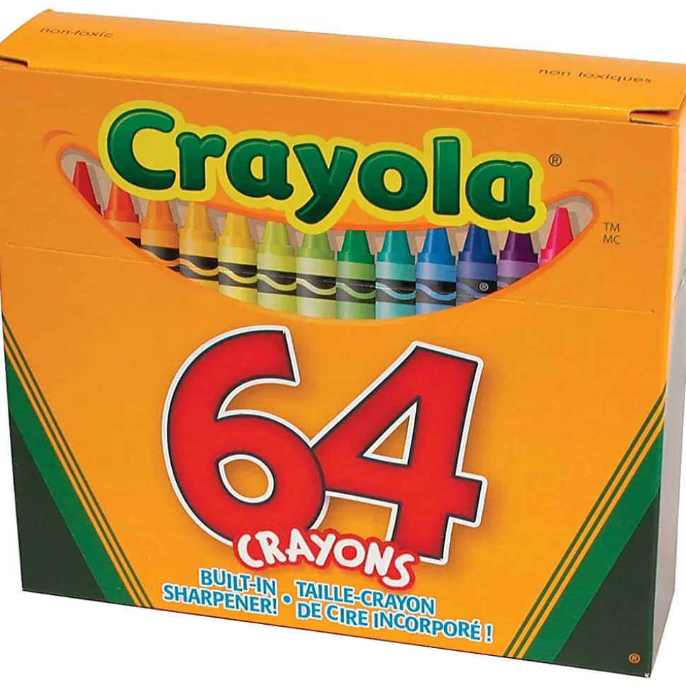 Crayola® Standard Crayons With Built-In Sharpener, Assorted Colors, Box Of 64 Crayons