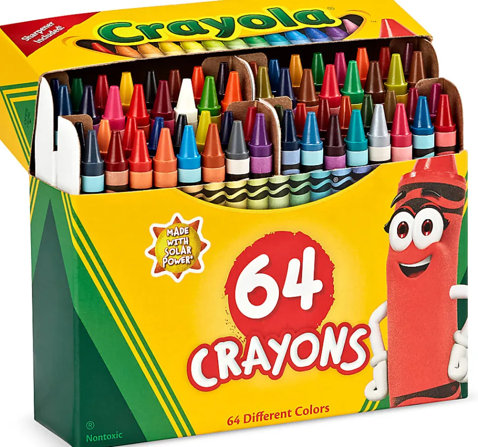 Crayola® Standard Crayons With Built-In Sharpener, Assorted Colors, Box Of 64 Crayons