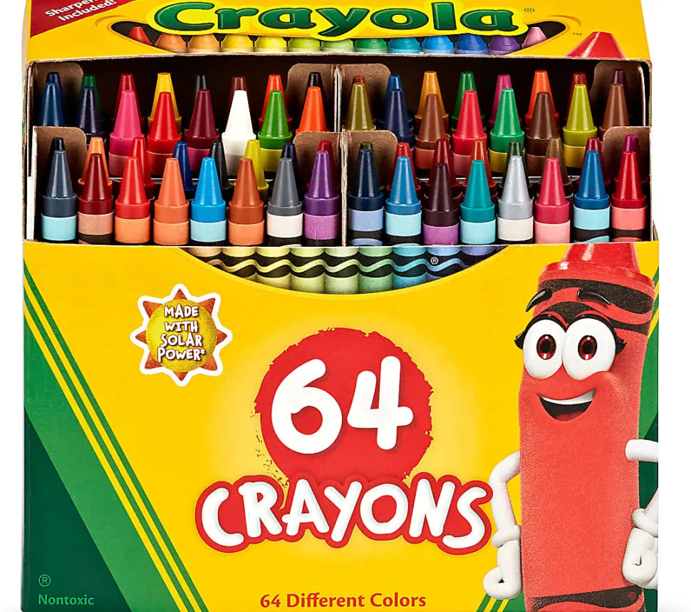 Crayola® Standard Crayons With Built-In Sharpener, Assorted Colors, Box Of 64 Crayons