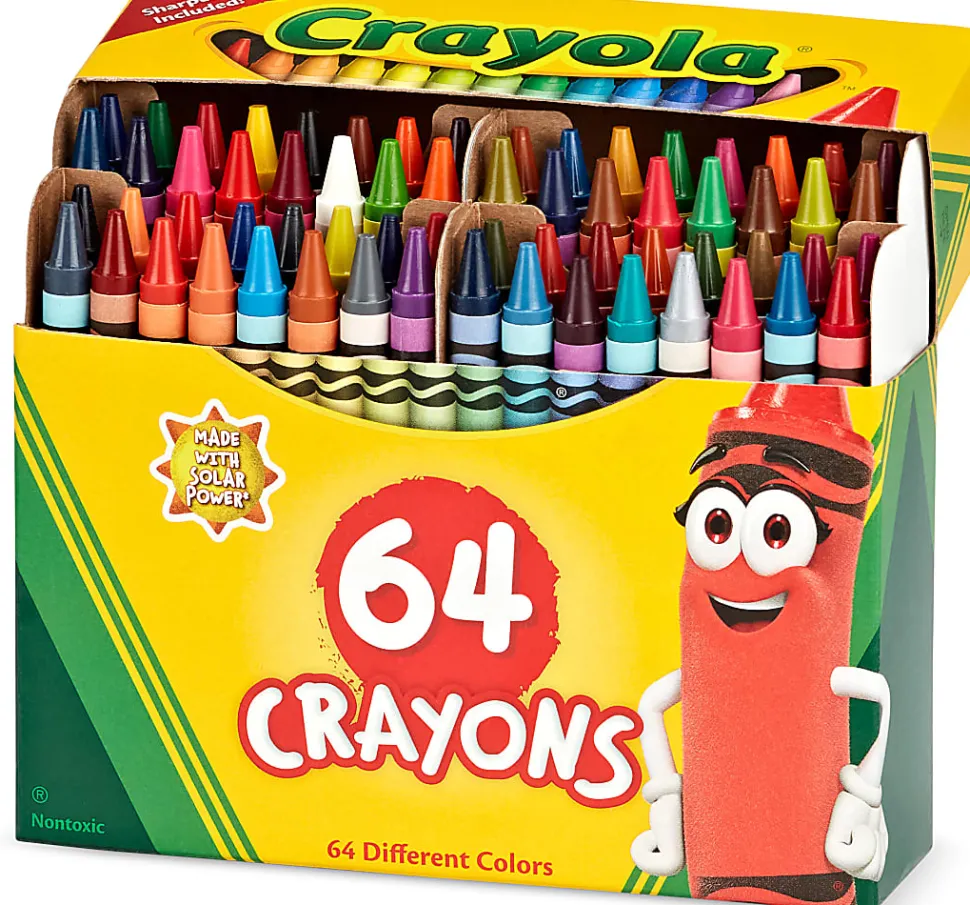 Crayola® Standard Crayons With Built-In Sharpener, Assorted Colors, Box Of 64 Crayons