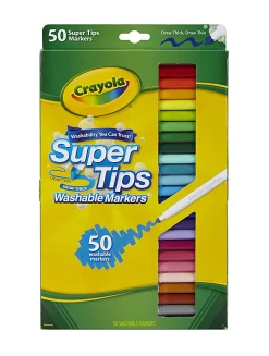 Crayola® Super Tips Washable Markers, Conical Point, Assorted Classic Colors, Box Of 50