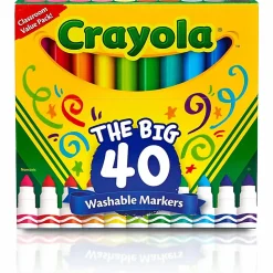 Crayola® The Big 40 Washable Markers, Set Of 40 Markers, Conical Point, Assorted Colors